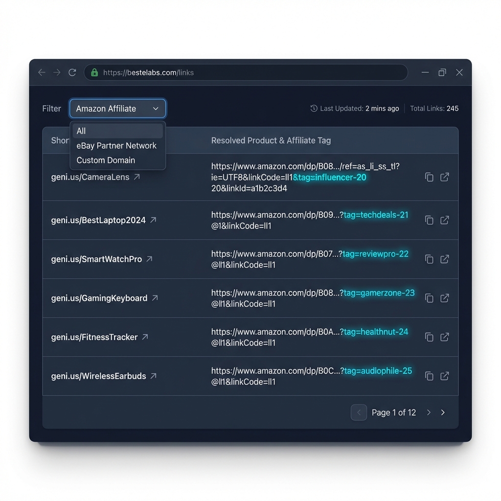 TubeSpy Link Table Interface